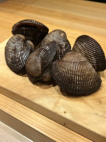 分子整流前の殻付き赤貝 鮮度の良い生の状態